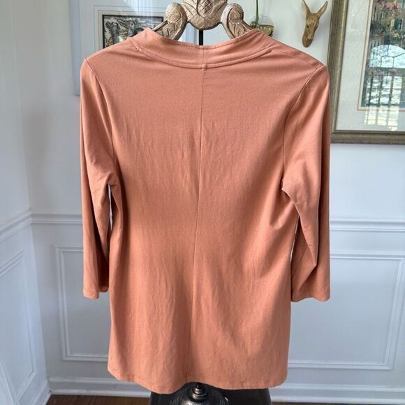 Isaac Mizrahi Live Caramel Color Square Neck Tshirt M - Picture 5 of 7